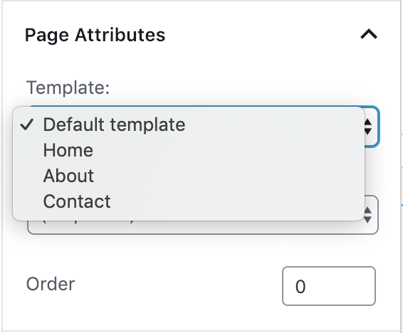 Page Attributes - Template
